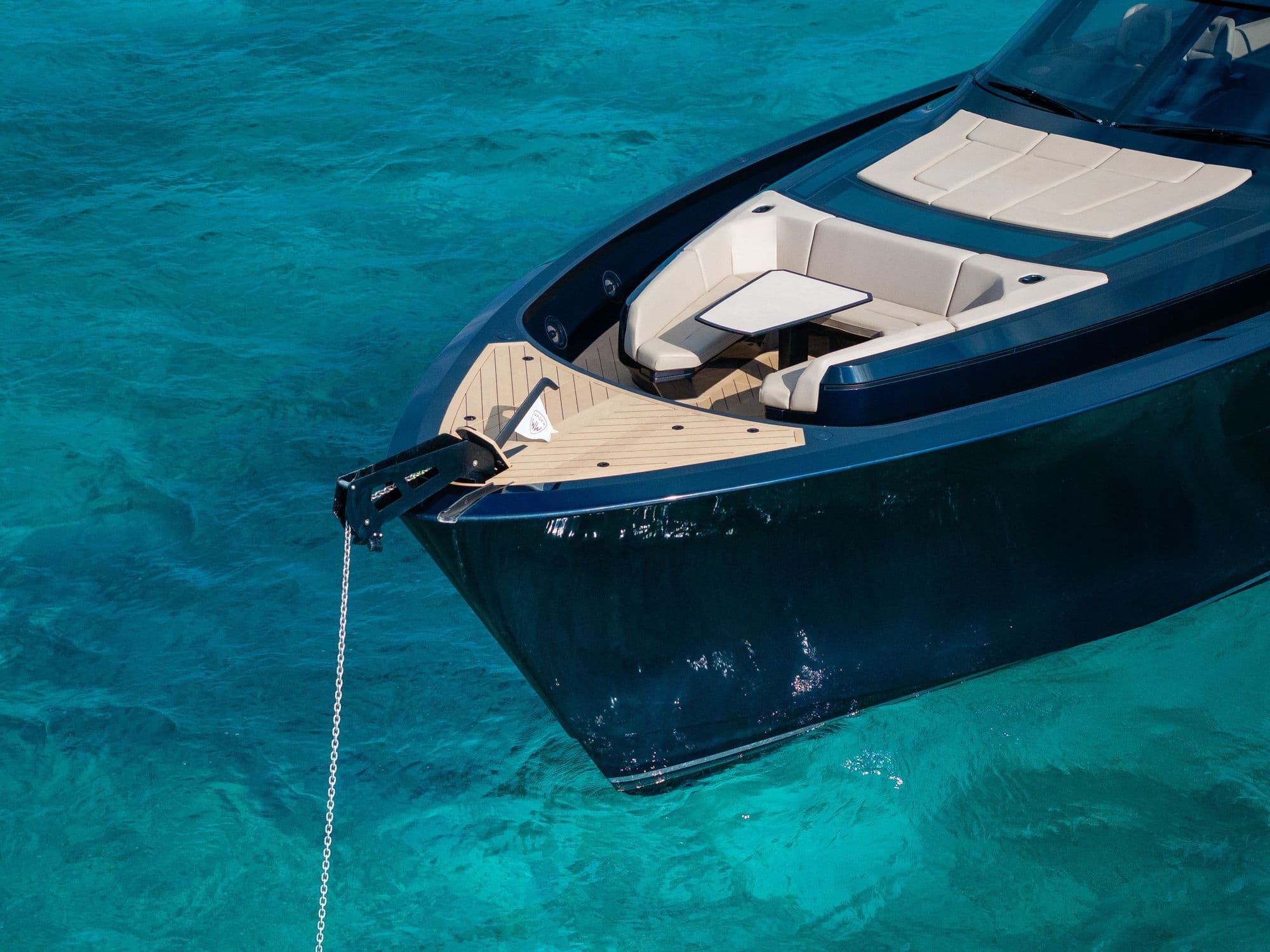 Bow lounge and sunpads of the Wajer 77 from above