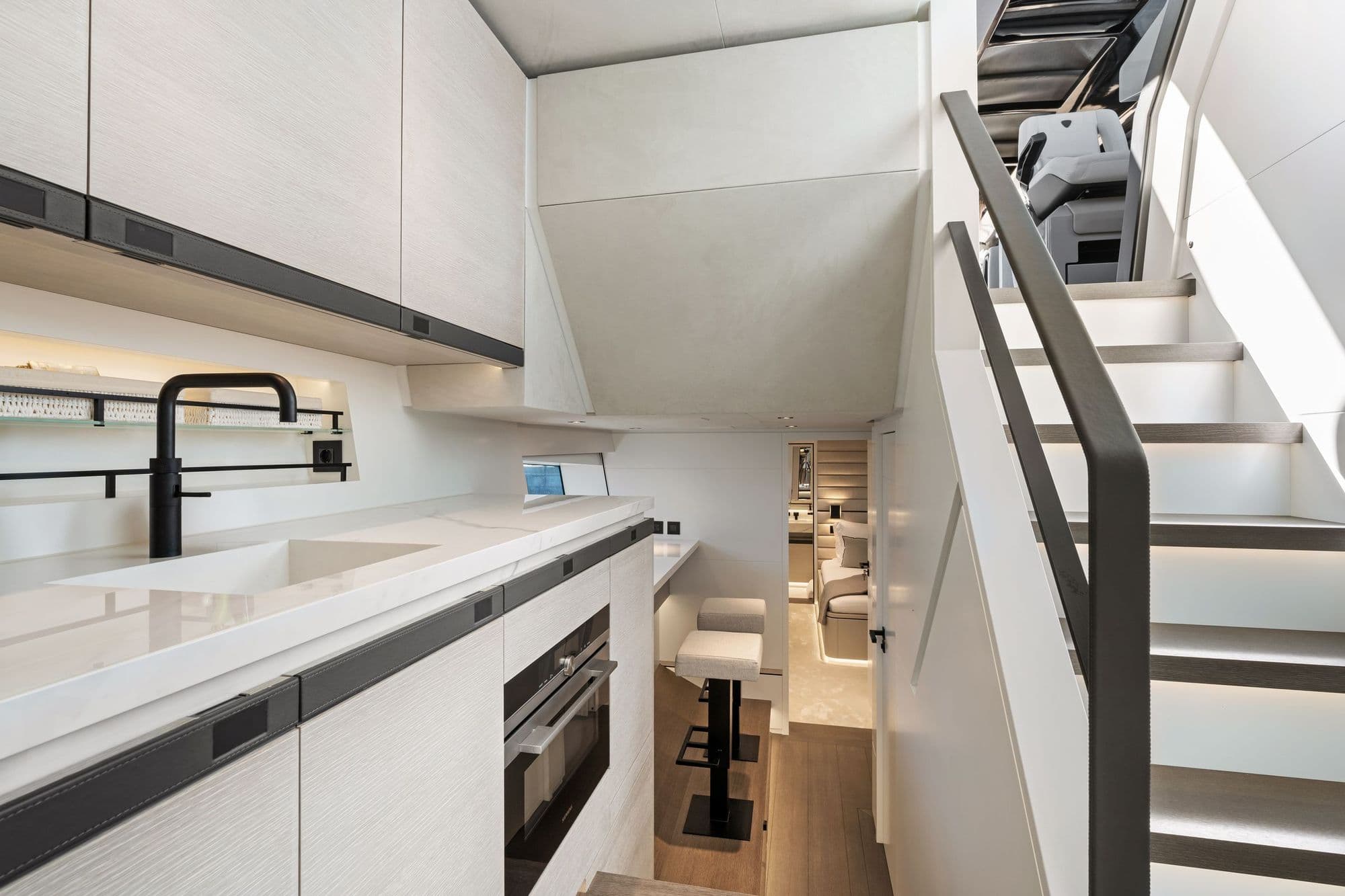 Galley below deck on the Wajer 77